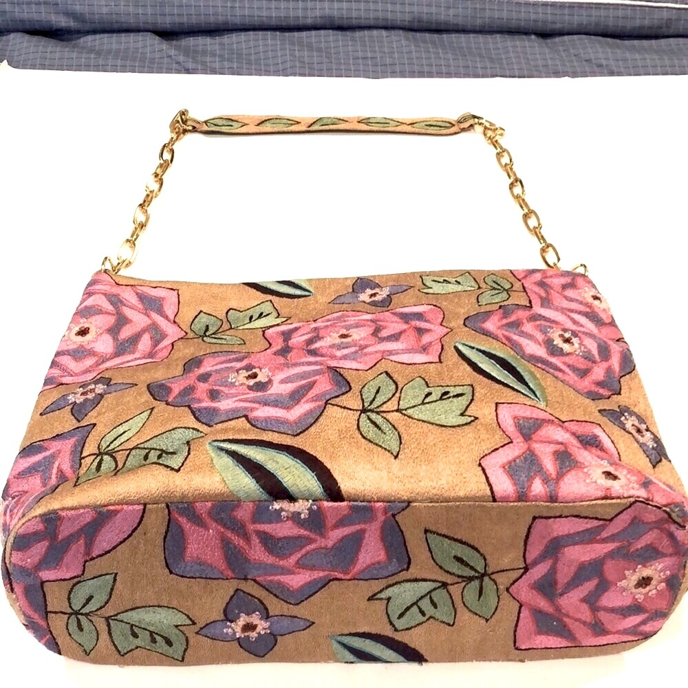 Pierre Urbach Vintage Floral Embroidered Bead and Sequin Chain Tote Bag  - EC - Picture 3 of 15